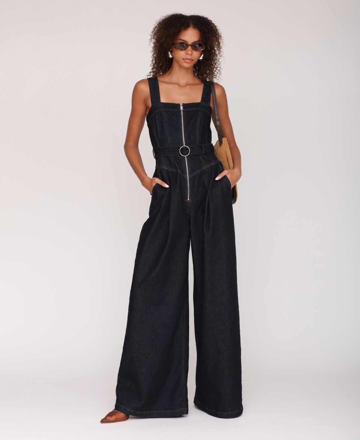 Avec Les Filles Women's Zip-Front Corset Jumpsuit