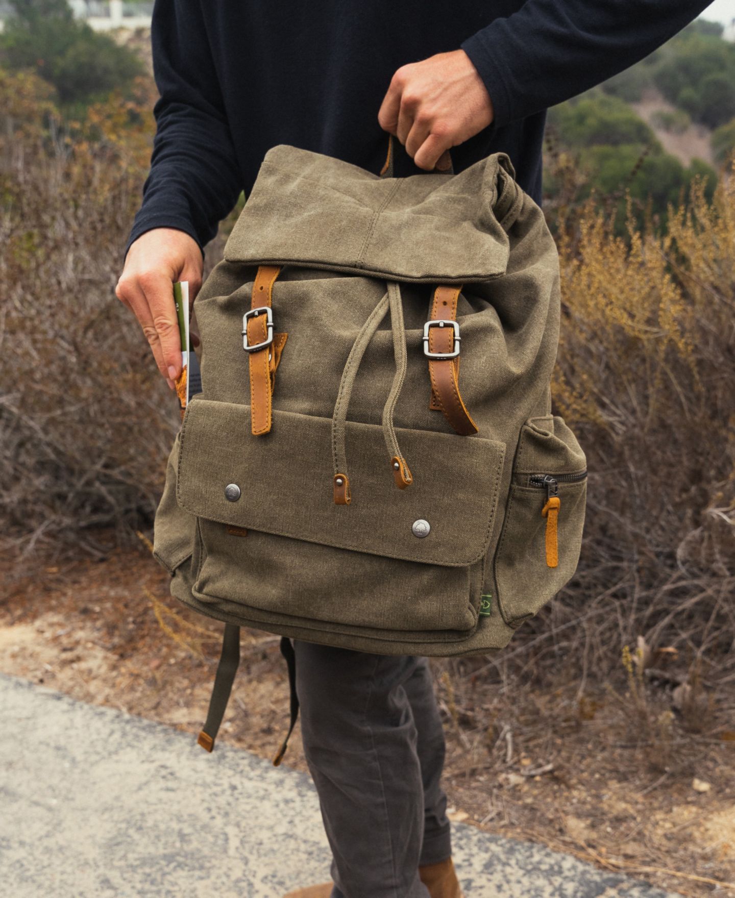 Рюкзак TSD BRAND Coast Ranch Drawstring, цвет: Оливковый — фото 6