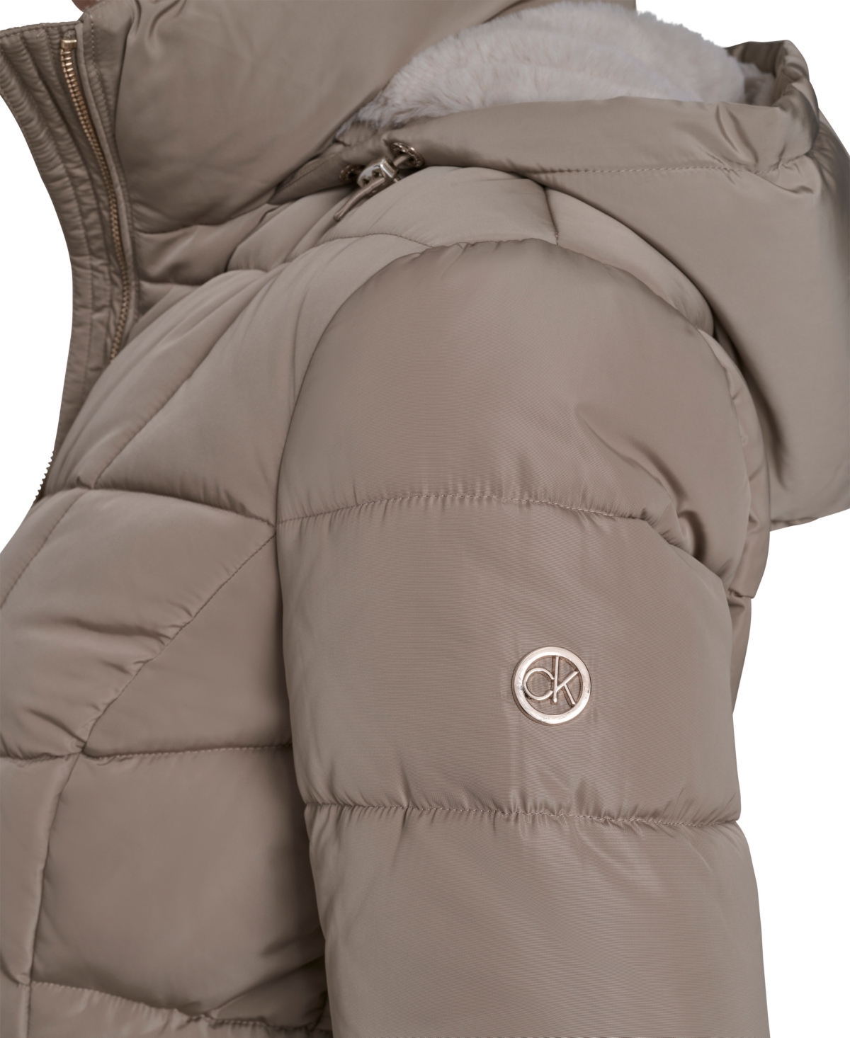 Calvin Klein Women's Stand Collar Lined Puffer Jacket In Brown