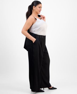 Plus Size Crinkle-Satin Pants