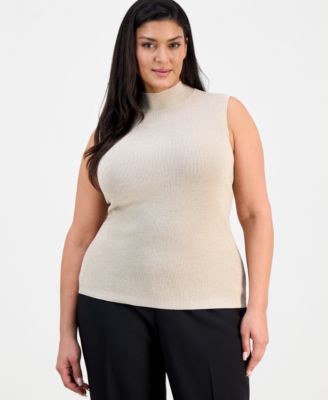 Tahari ASL - Plus Size Sleeveless Mock-Neck Sweater