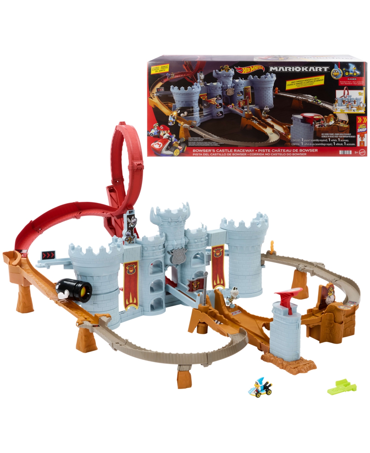 Hot Wheels Mario Kart Bowser's Castle Track Set and Vehicle