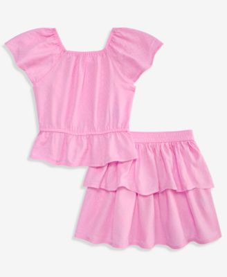 Toddler Girls' 2T-4T Solid Top & Skirt, 2-Piece Set