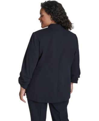 Women's Plus Size Collarless 3/4-Sleeve Jacket