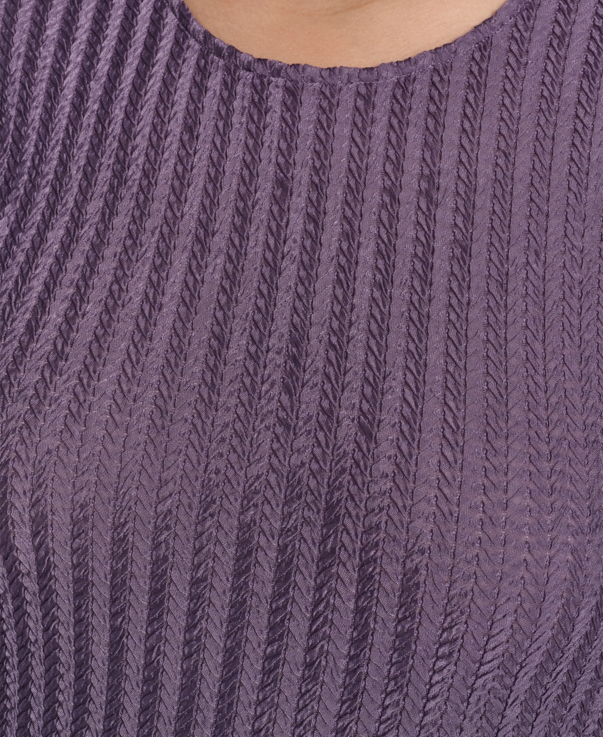 Calvin Klein Plus Size Cap Sleeve Textured Knit Top In Purple