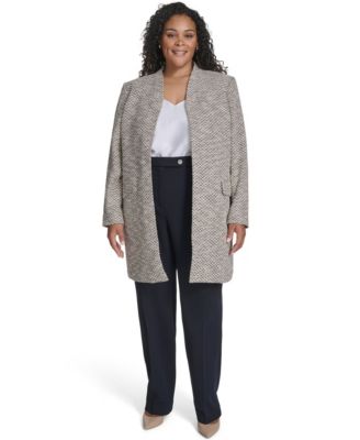 Women's Plus Size Collarless Shoulder Padded Jacket