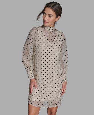 Women's Organza Mock Neck Two-Piece Shift Dress