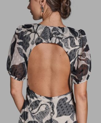 Women's Floral V-Neck Chiffon Maxi Dress