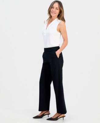 Petite Mid-Rise Pull-On Wide-Leg Pants