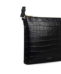 Pockets Faux Croc Small Zip Top Crossbody Bag