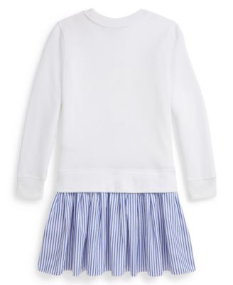Girls' 7-16 Striped Skirt Fleece Long-Sleeve Dress