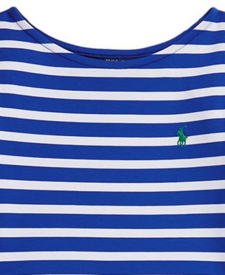 Girls' 7-16 Striped Stretch Ponte Long-Sleeve Dress