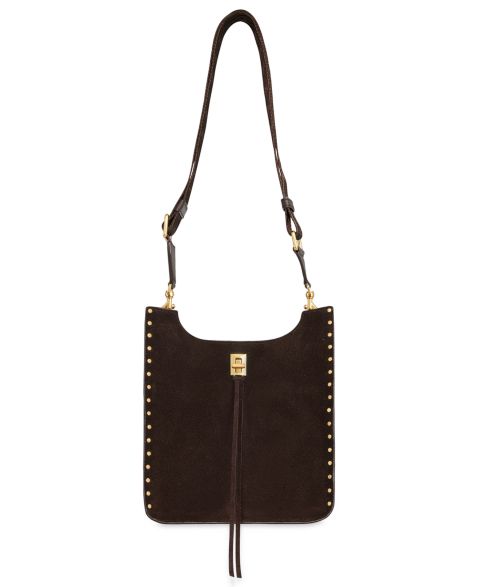 Женская сумка Rebecca Minkoff Darren Medium Suede Feed Crossbody, цвет: Коричневый