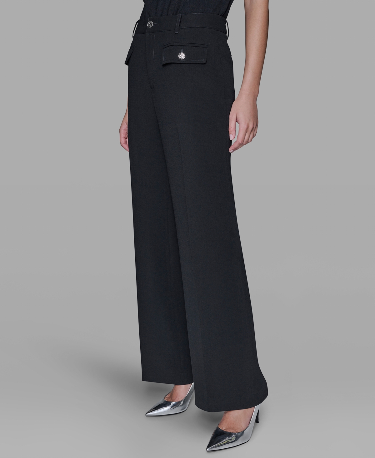 Karl Lagerfeld Petite Ankle Pants In Black