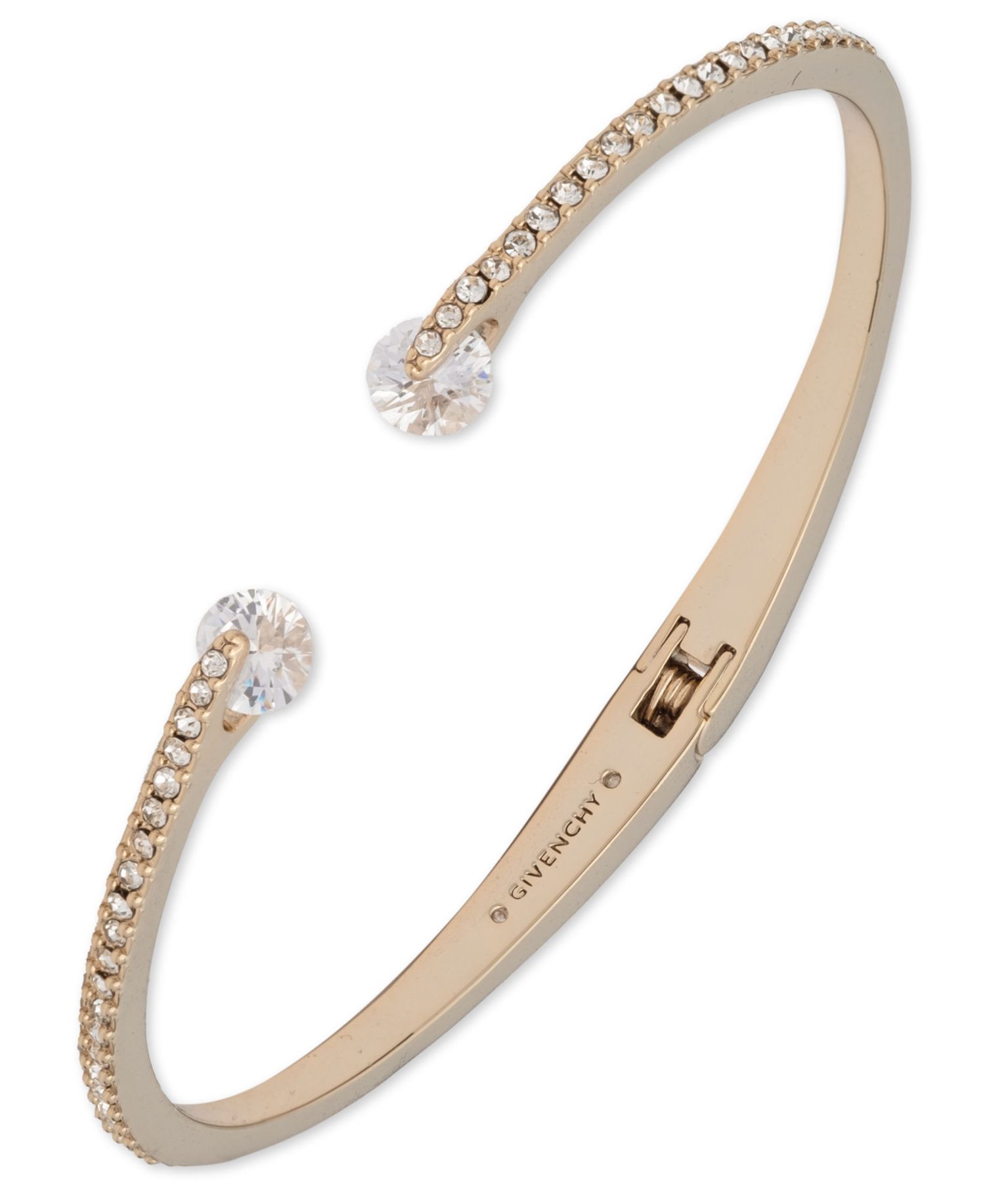 2-Pc. Color Floating Stone Crystal Cuff Bangle Bracelet and Matching Stud Earrings Set