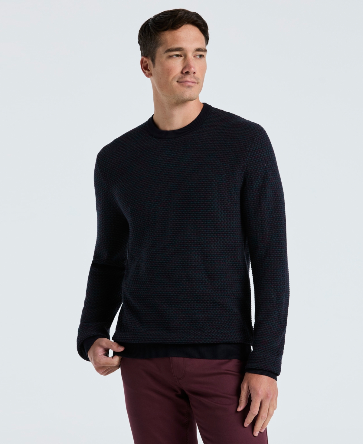 Perry Ellis Men's Space Dye Texture Crewneck Sweater