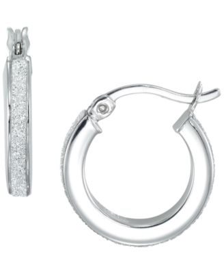 Polished Glitter 3-Pc. Set Hoop Earrings in Sterling Sliver