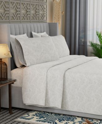 Brushed Cool Crisp 225-Thread Count Printed Cotton 4-Pc. Sheet Set, Full