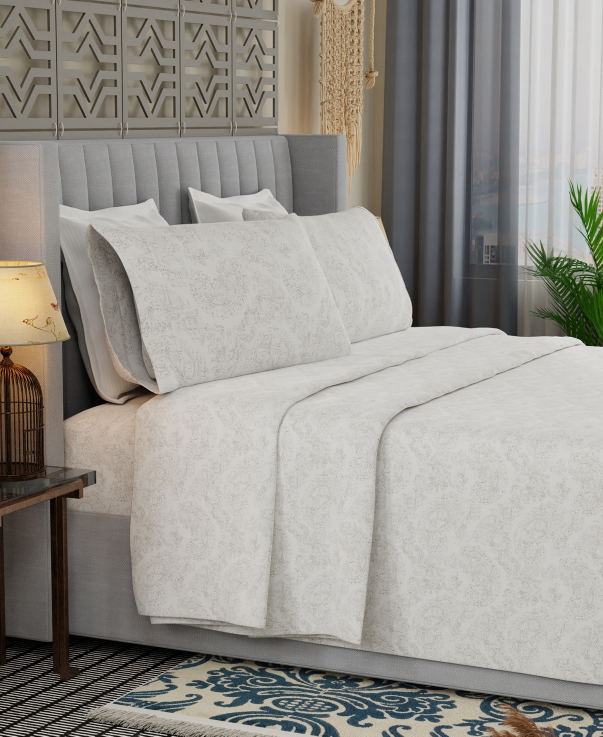 Color Sense Brushed Cool Crisp Printed Cotton 4-pc. Sheet Set, Full