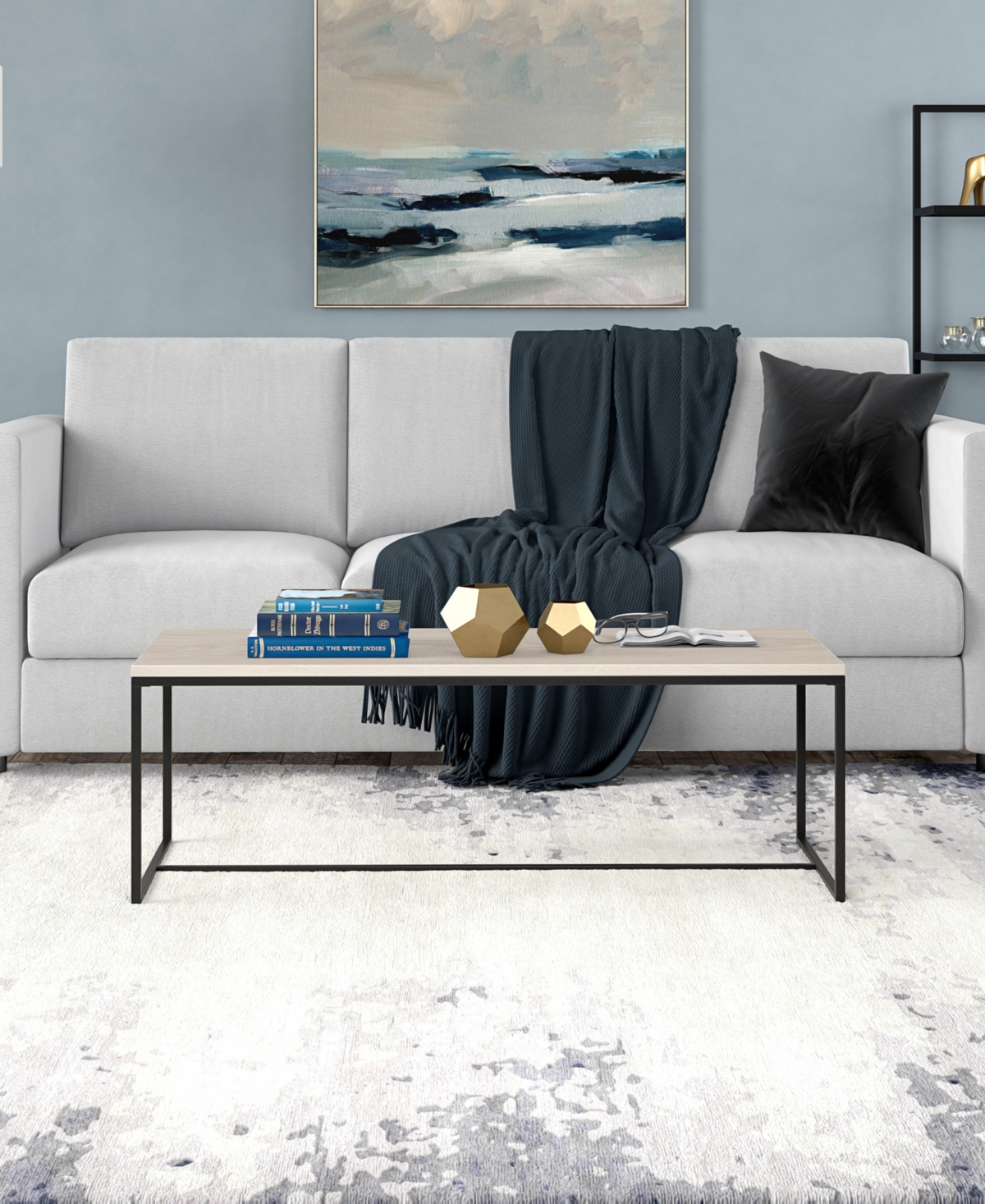 Hudson & Canal Boone 47" Wood Wide Rectangular Coffee Table