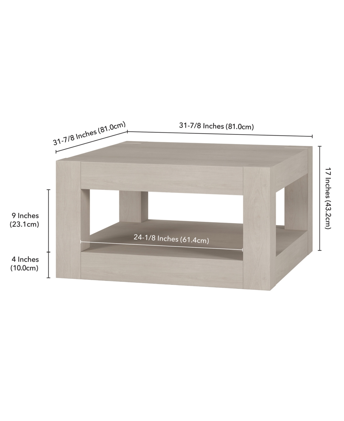 Hudson & Canal Hughes 32" Wood Wide Square Coffee Table