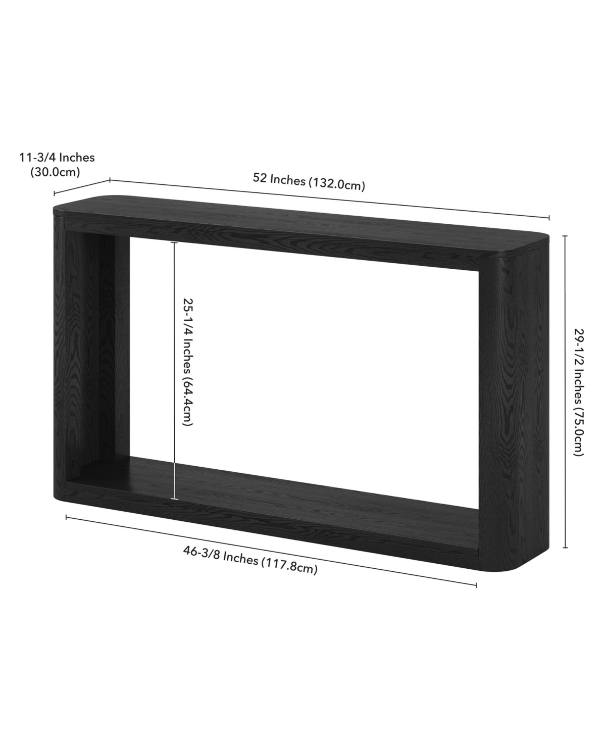 Hudson & Canal Kellan 52" Wood Wide Rectangular Console Table In Black