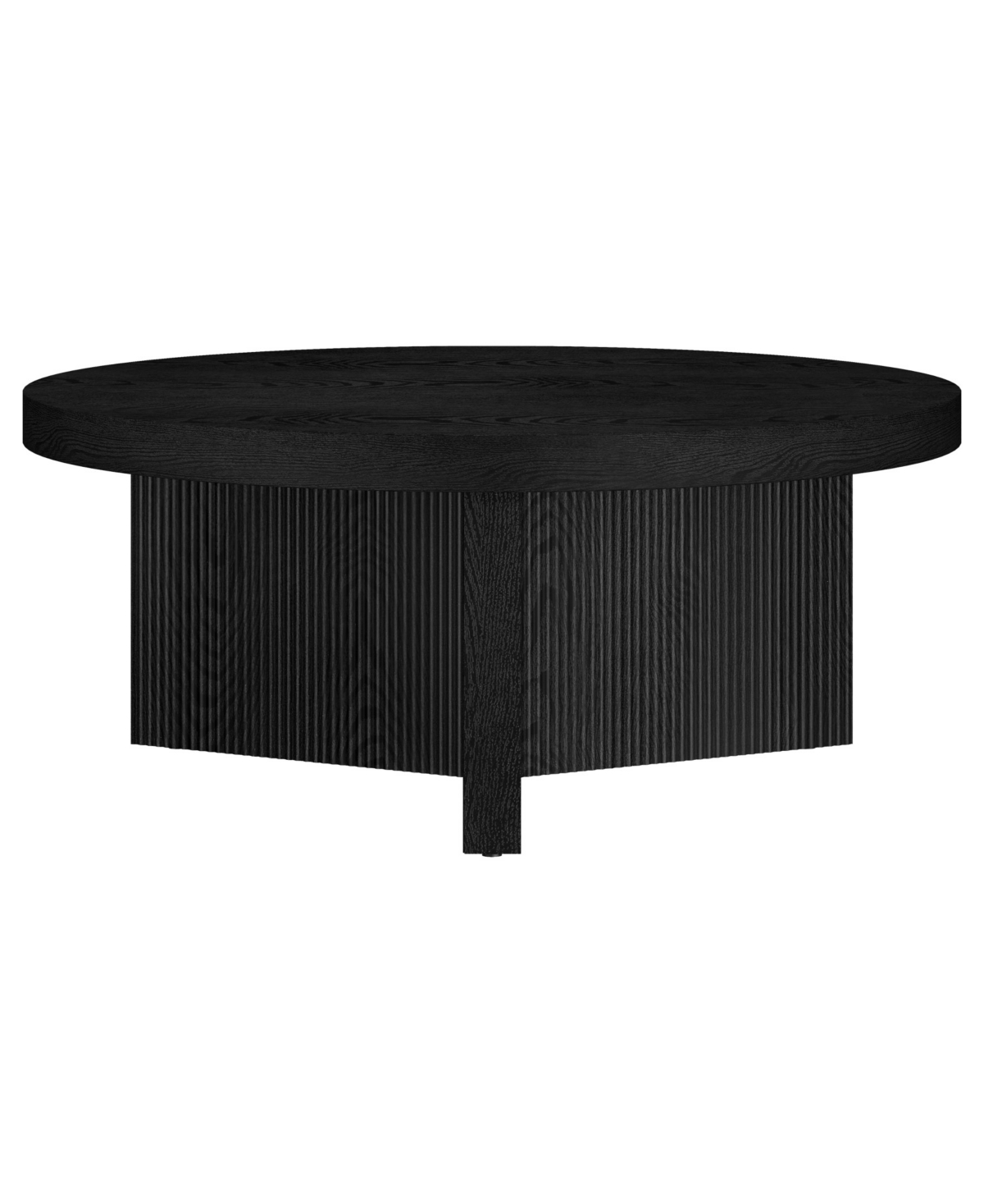 Hudson & Canal Holm 36" Wood Wide Round Coffee Table In Black