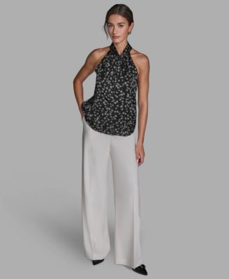 BCBG - Women's Sleeveless Tie Neck Blouse