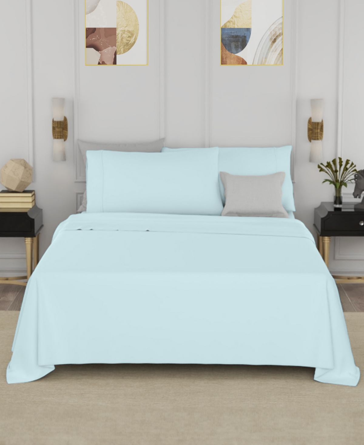 Color Sense Brushed Cool Crisp Solid Cotton 3-pc. Sheet Set, Twin Xl In Blue