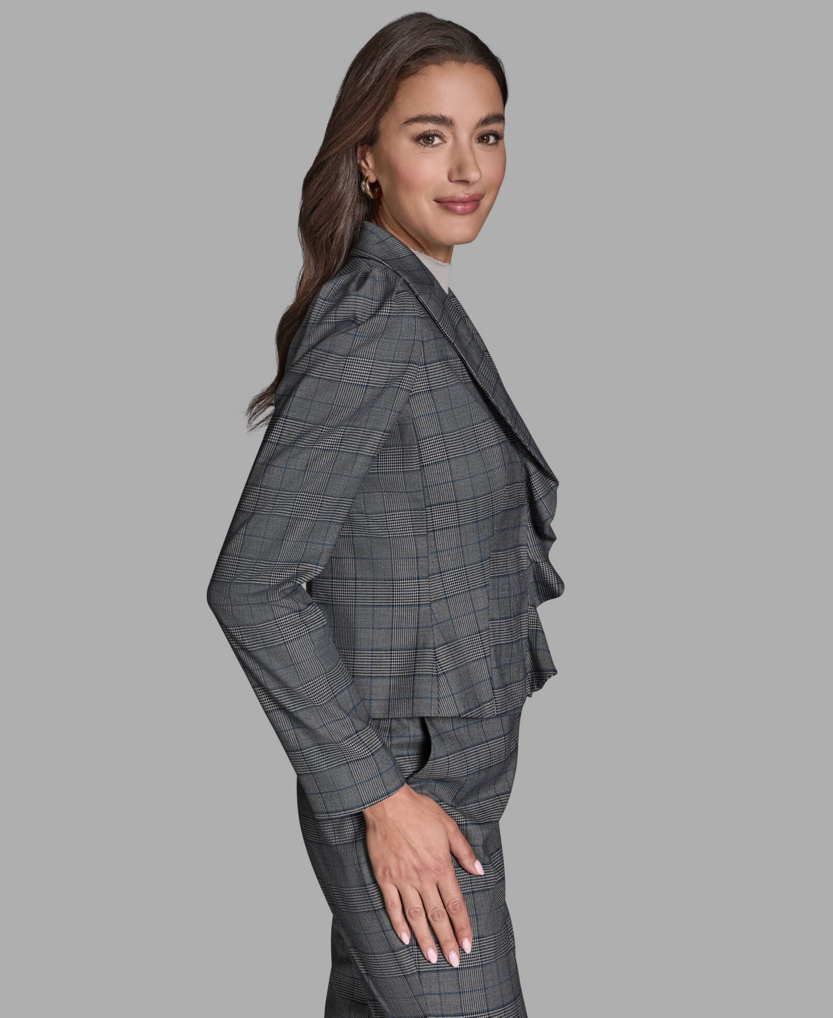 Bcbg Women's Plaid Long-Sleeve Ruffle Jacket