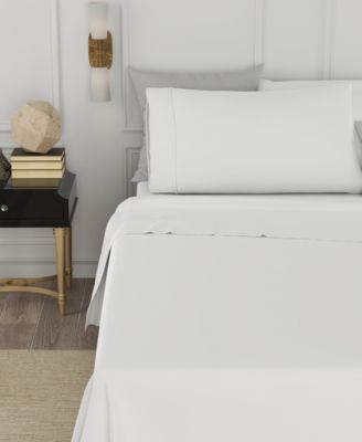 Color Sense Brushed Cool Crisp 225-Thread Count Solid Cotton 4-Pc. Sheet Set, Queen