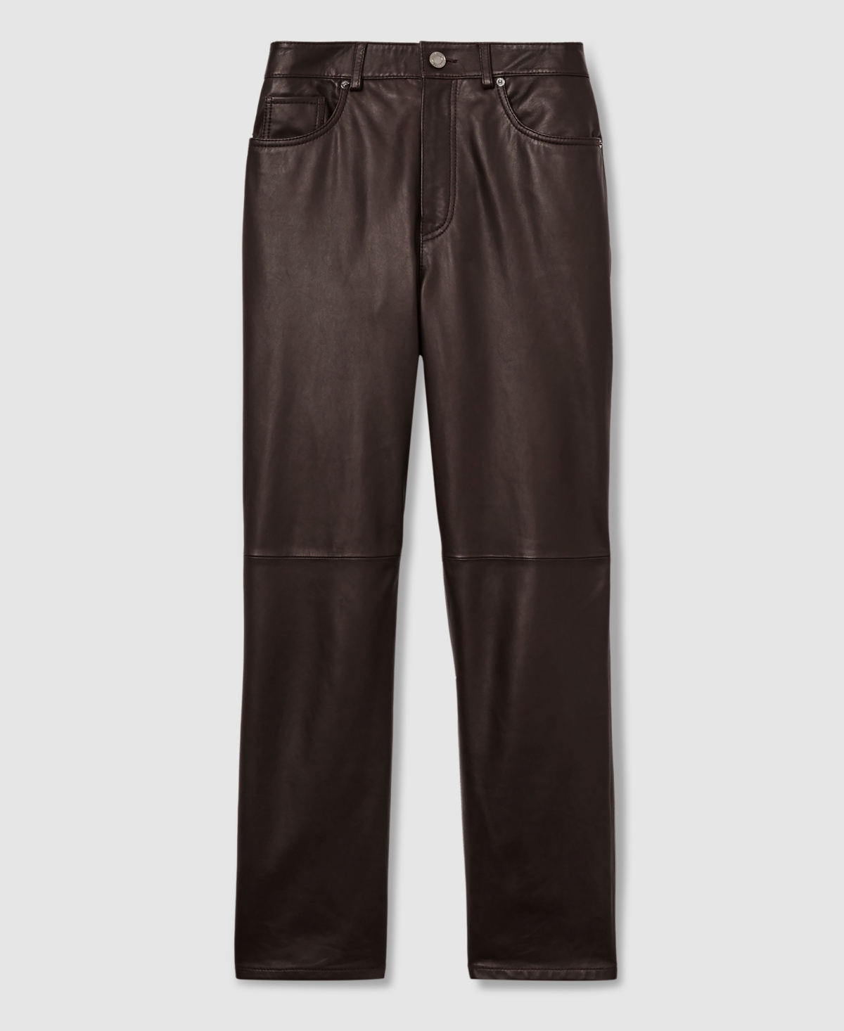 Reiss Women's Leather Slim-leg Pants In Brown