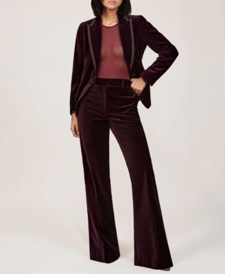 REISS - Women's Elia Cotton Velvet Tuxedo-Stripe Pants