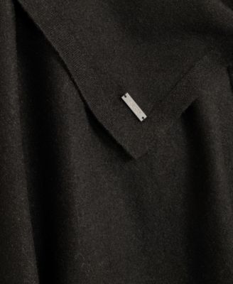 Faux Fur Collar Knit Ruana Wrap