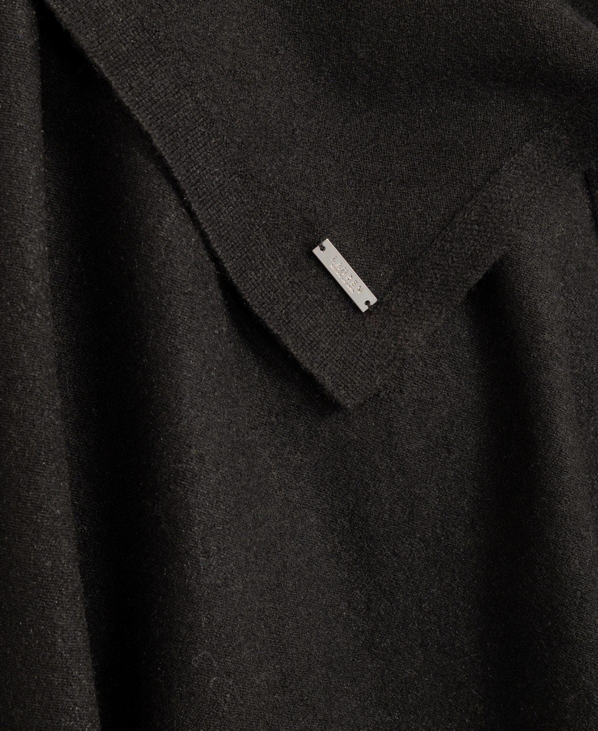 Lauren Ralph Fur Collar Knit Ruana Wrap