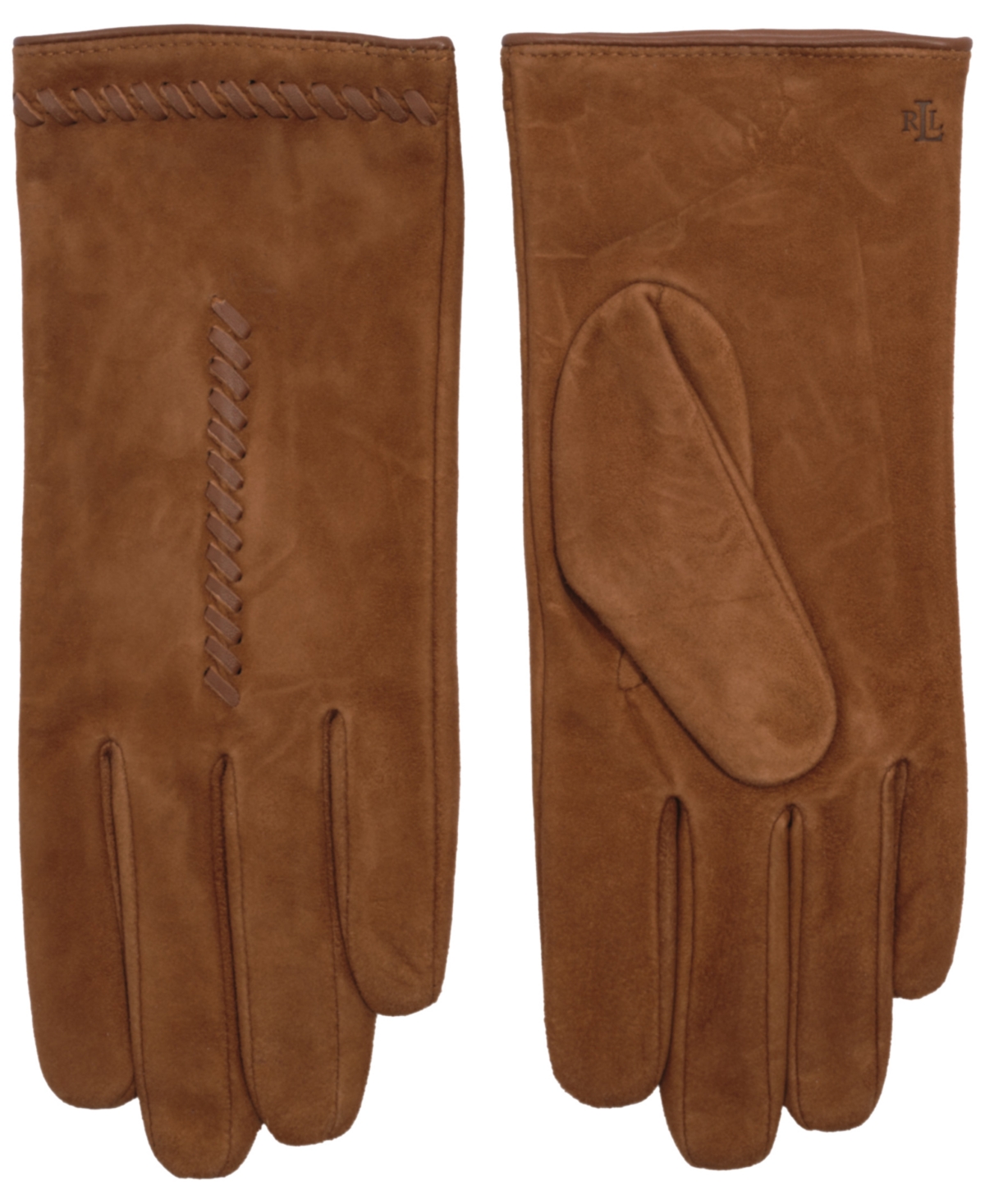 Lauren Ralph Suede Leather Whip Stitch Touch Glove
