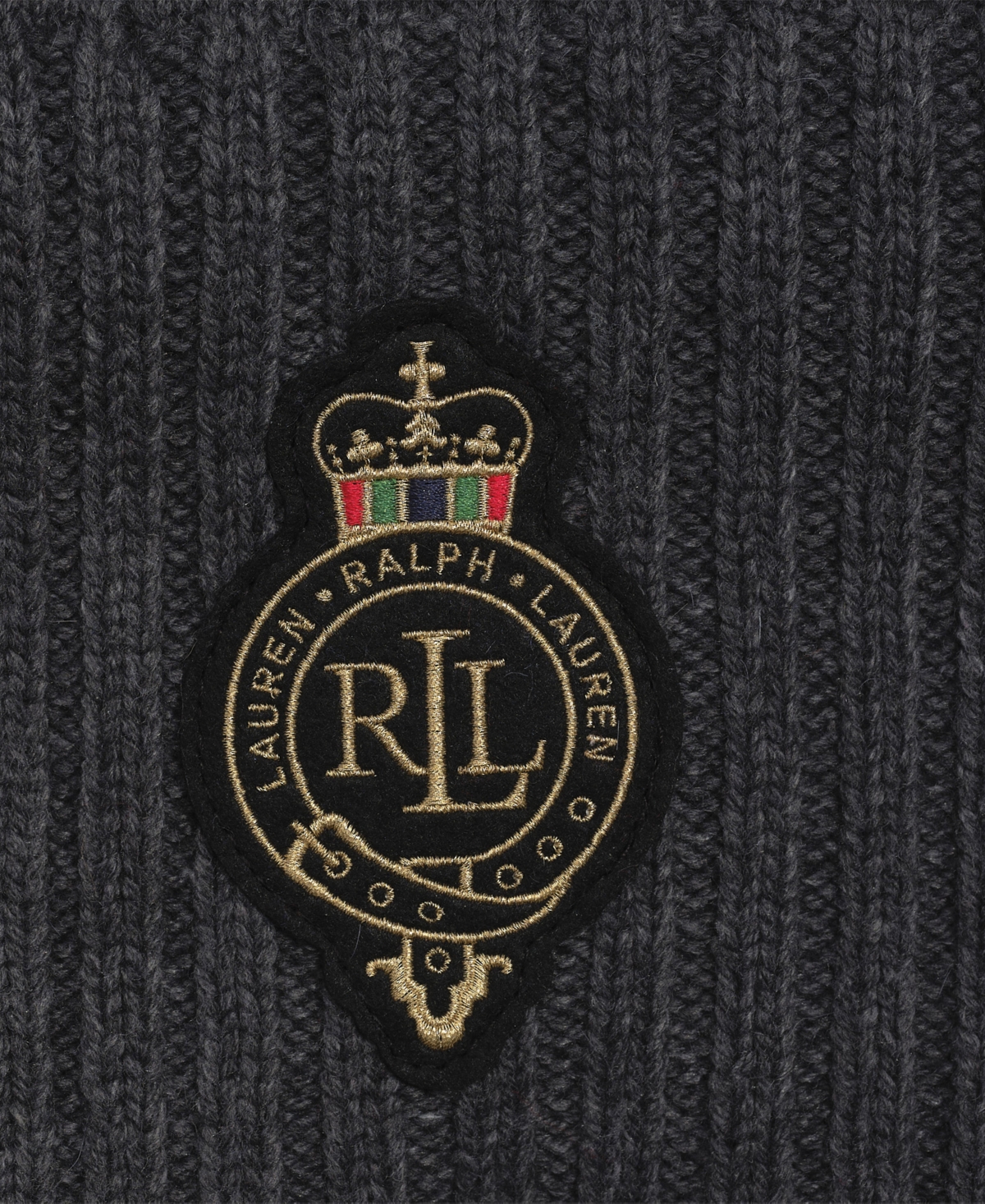 Ralph Lauren Cable Crest Patch Scarf In Gray