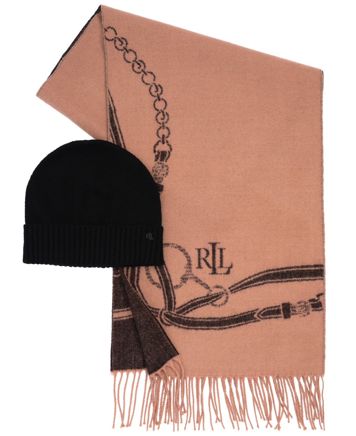 Lauren Ralph Lauren Equestrian Woven Scarf and Knit Hat Gift Set