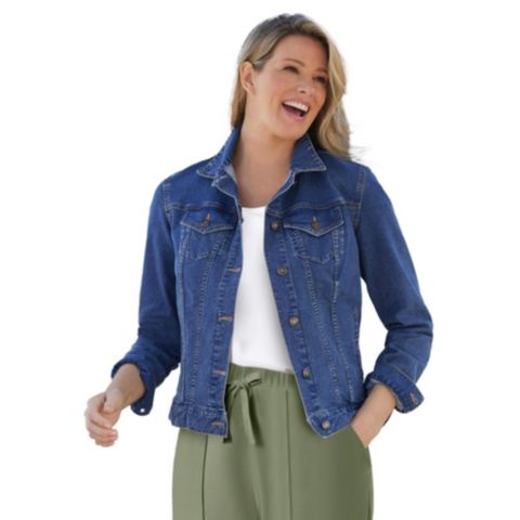 Женские куртки Woman Within Plus Size Stretch Denim Jean Jacket