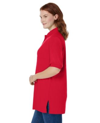 Plus Size Elbow-Sleeve Polo Tunic