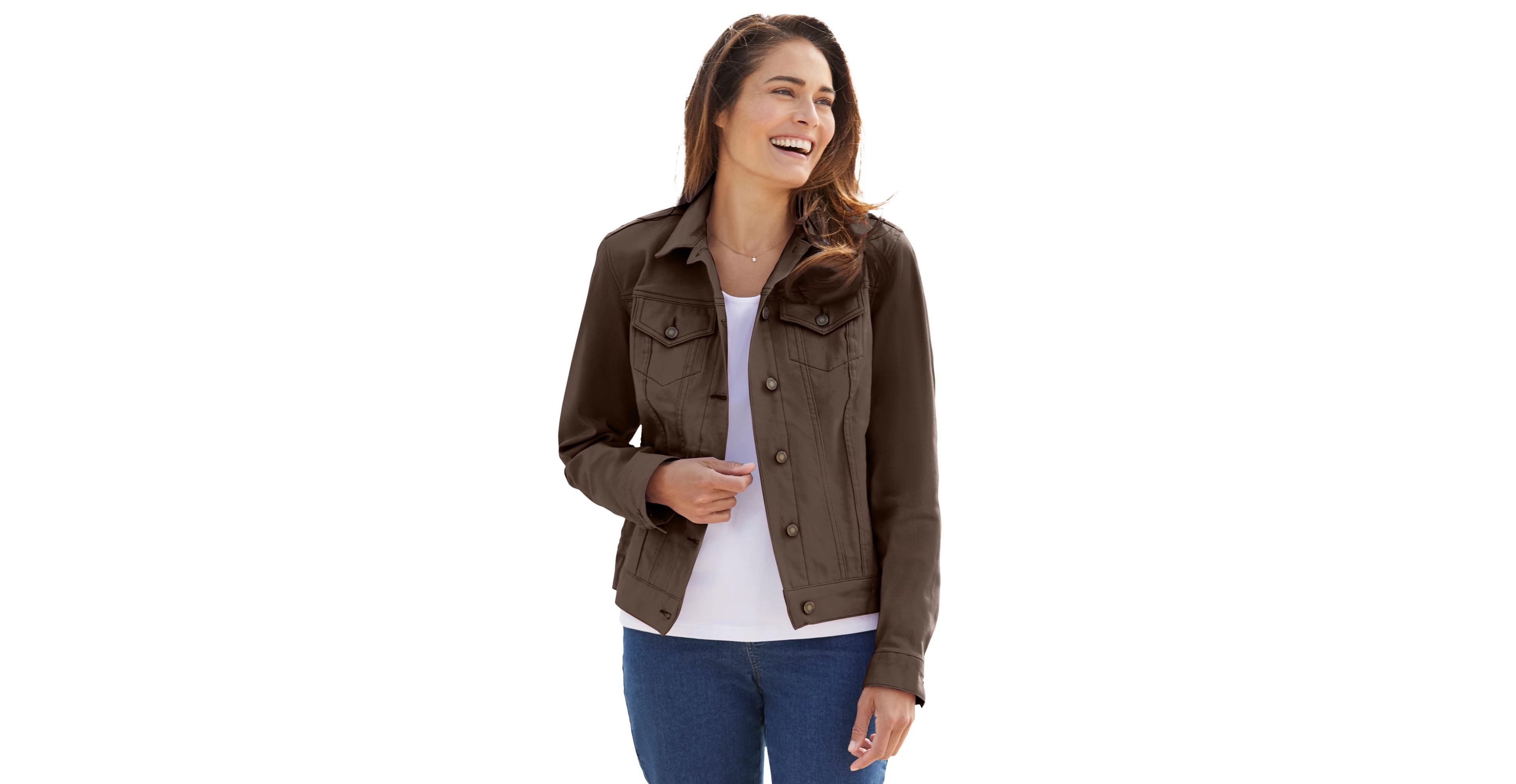 Woman Within Women's Plus Stretch Denim Jean Jacket