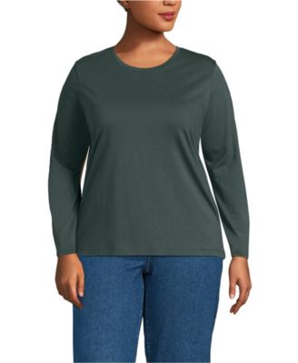Plus Size Supima Cotton Long Sleeve Crewneck T-Shirt