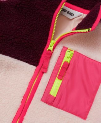 Girls High Pile Contrast Full Zip Up Jacket