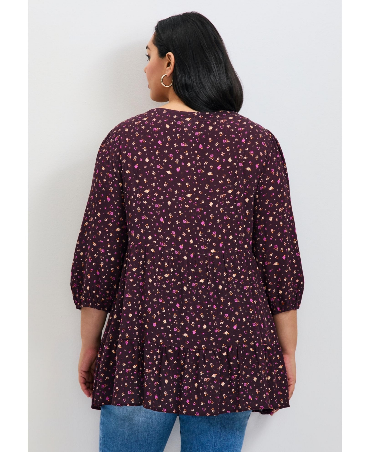 Avenue Women's Plus Ditsy Embroidered Tunic