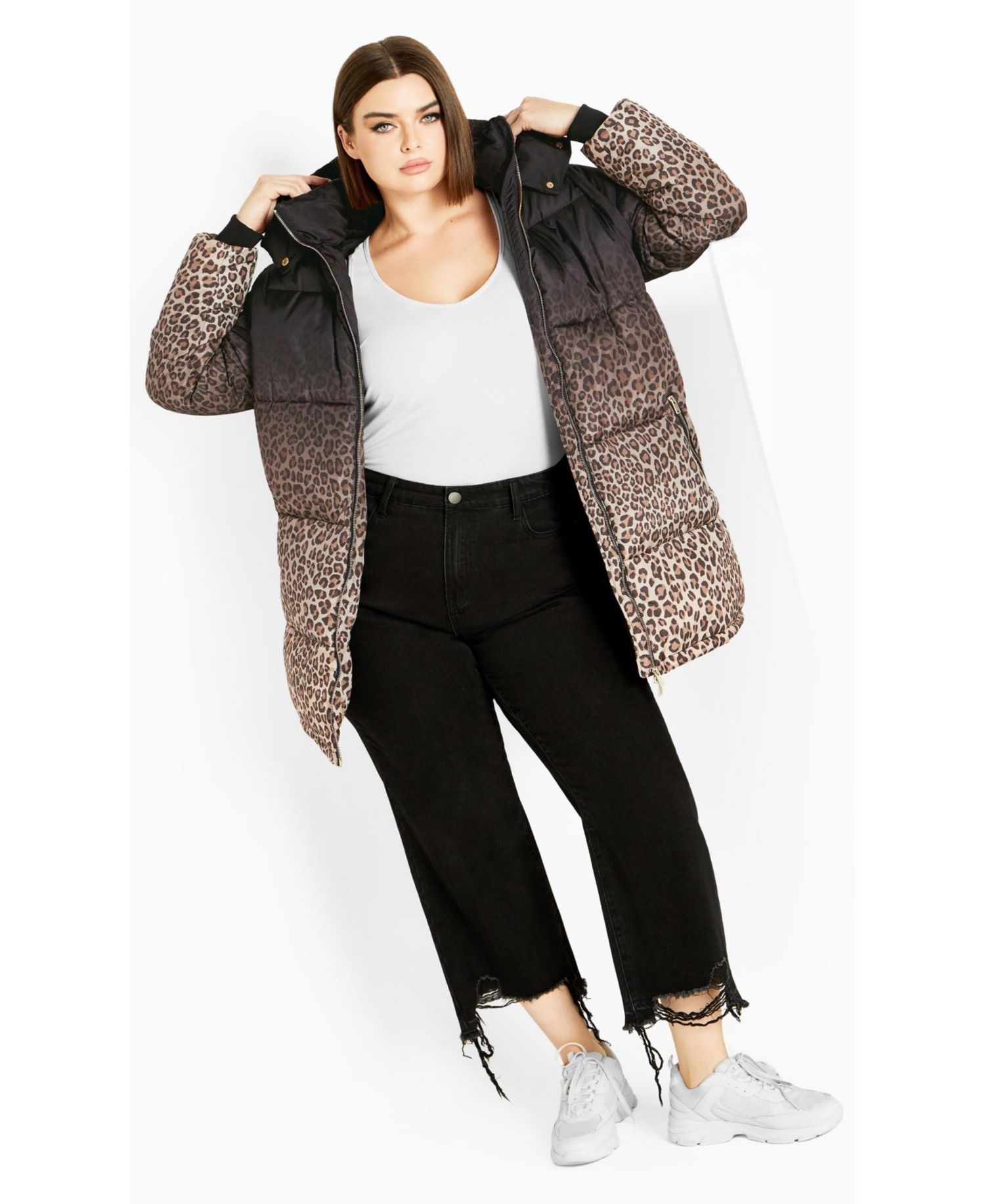 Women's Plus Size Indi Print Puffer Jacket