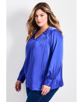 Women's Marlene Tie Front Satin Blouse