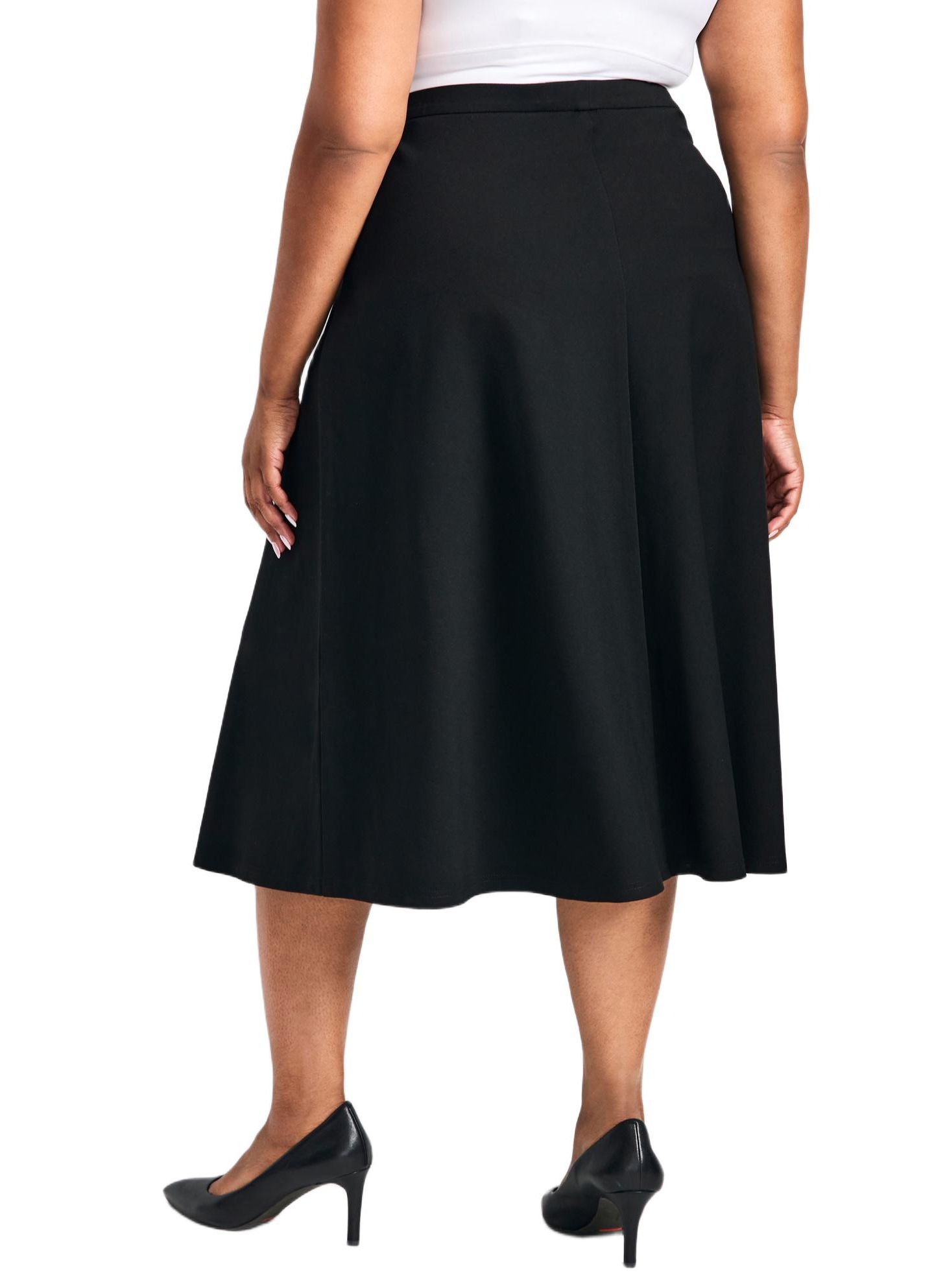 Женская юбка AVENUE Plus Size Jada Ponte Swing, цвет: Чёрный — фото 3