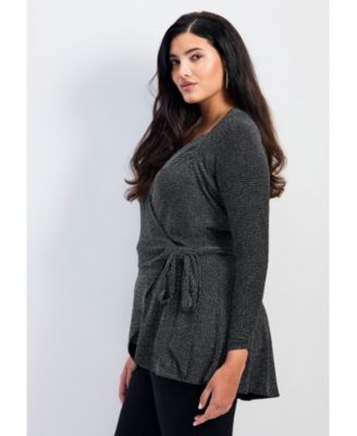 Women's Glamour Sparkle Wrap Top