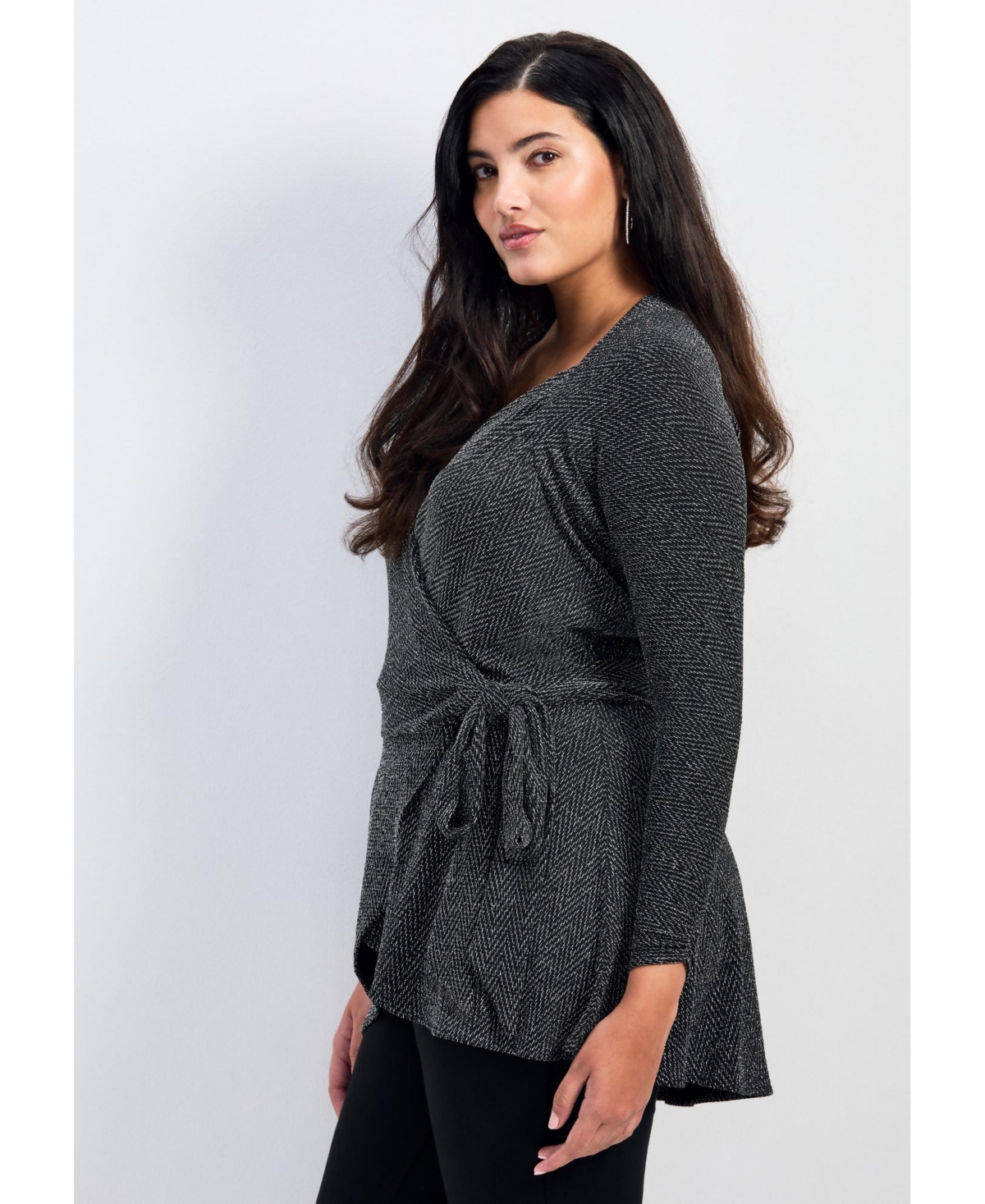 Avenue Women's Glamour Sparkle Wrap Top