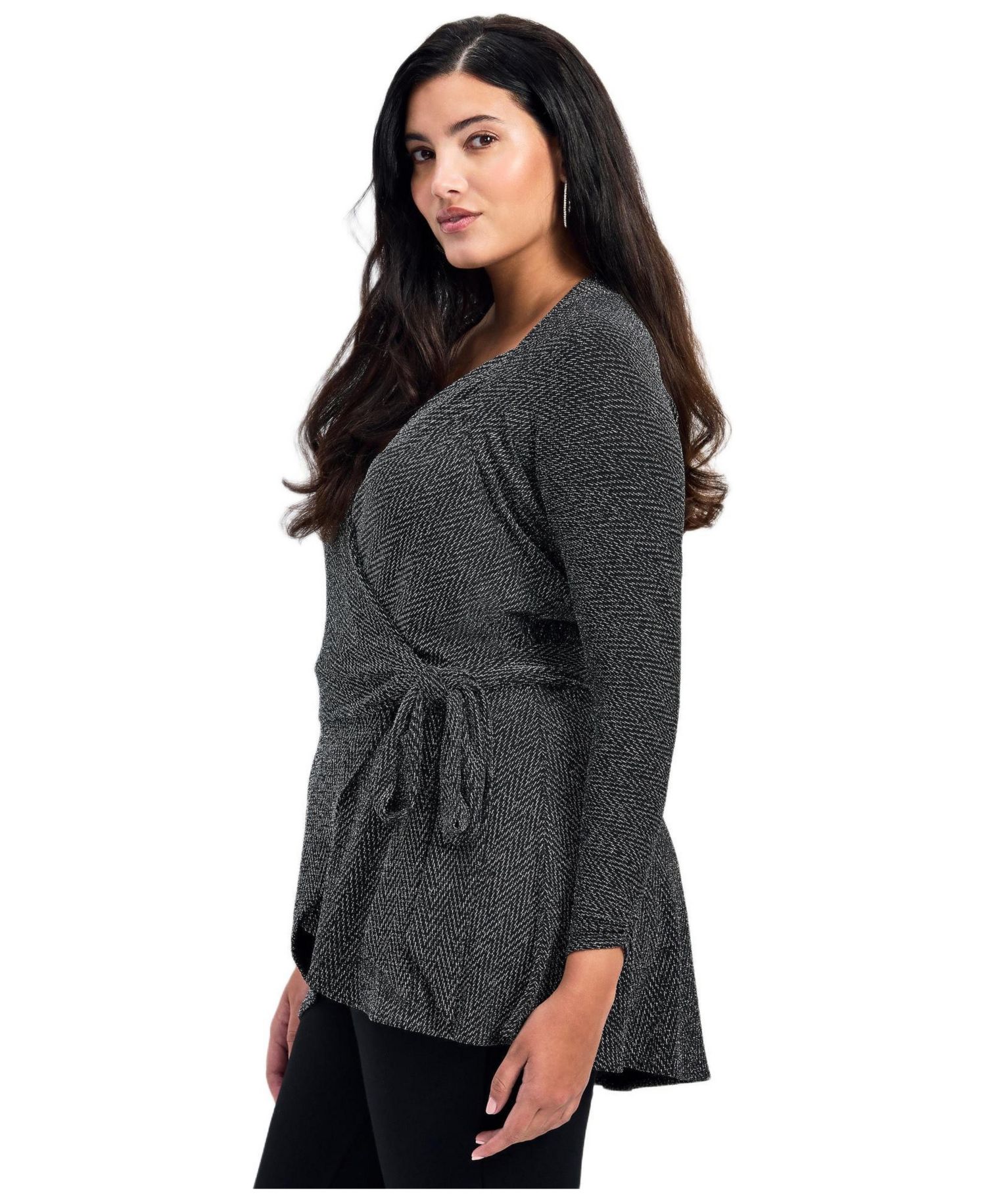 Women's Plus Size Glamour Sparkle Wrap Top